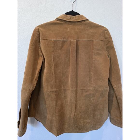 Zara WomanPDC Camel Genuine Suede ShirtJacket Sz Med Barn Chore Farmers Daughter - Picture 6 of 7